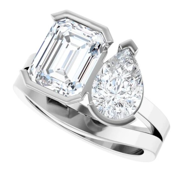 Lab Grown Two-Stone Diamonds (4 ctw) Engagement Ring - Picture 5 of 5